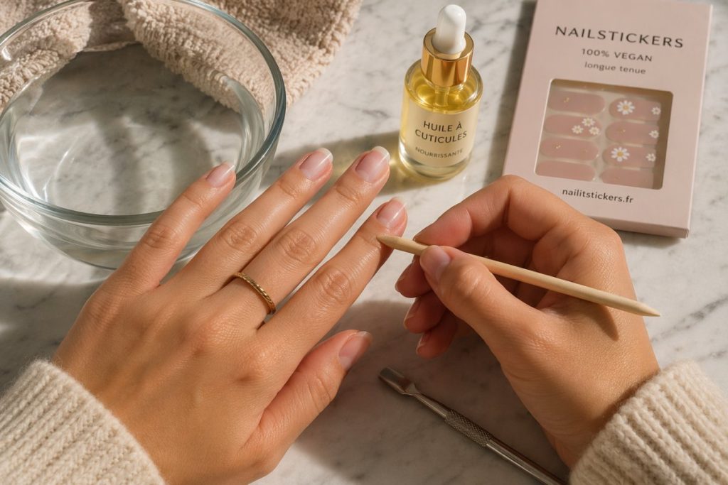 Une main qui repousse ses cuticules